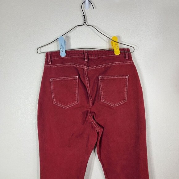 Nasty Gal Collection Womens Jeans Size 9 Cropped Denim Cranberry Red - Picture 6 of 12